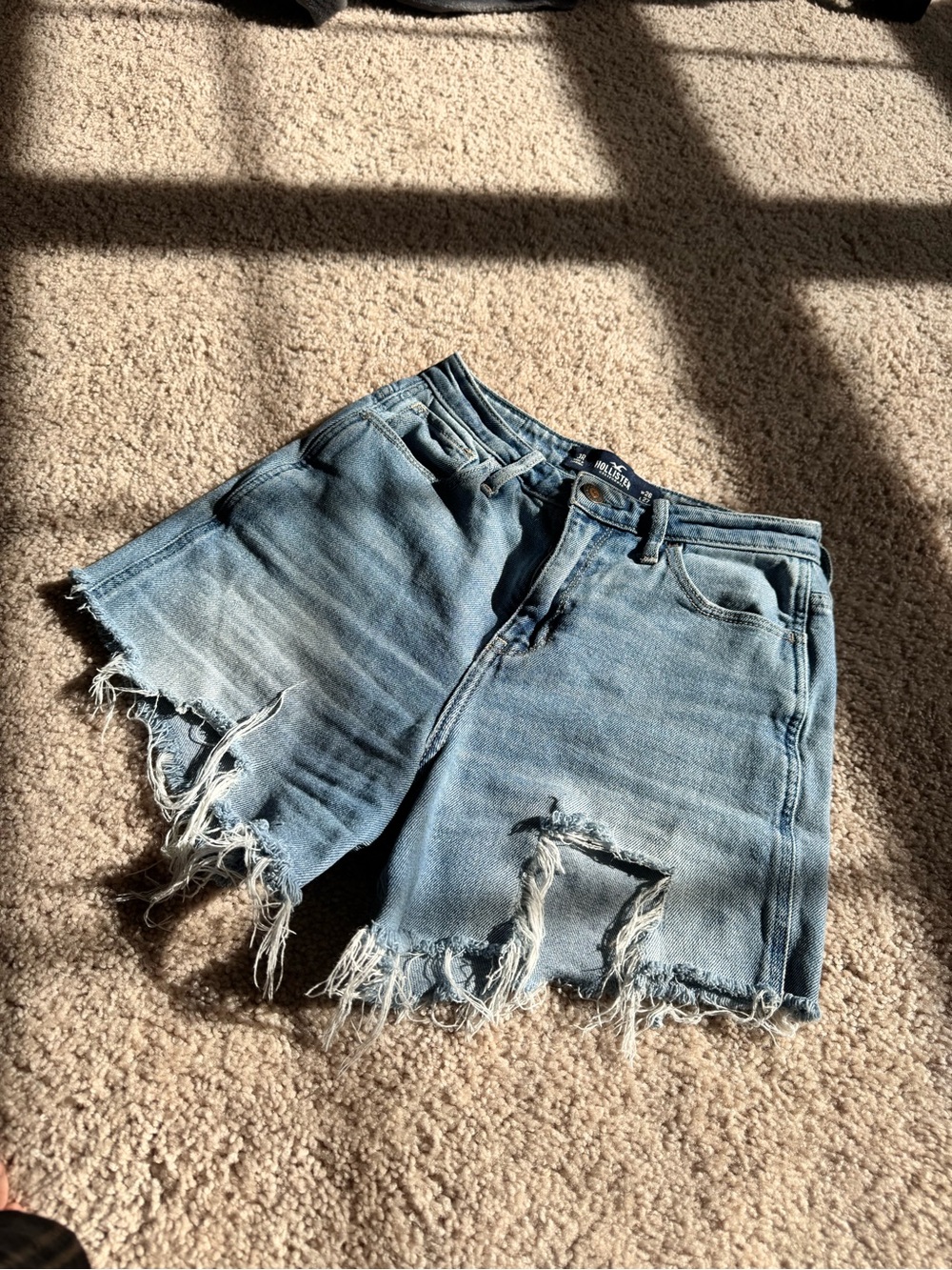 Hollister Light Blue Distressed Denim Cutoff Shorts